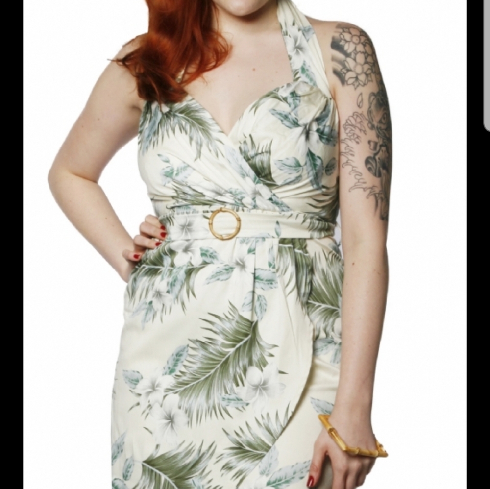 Collectif Pinup Tiki Halter Dress, size Large